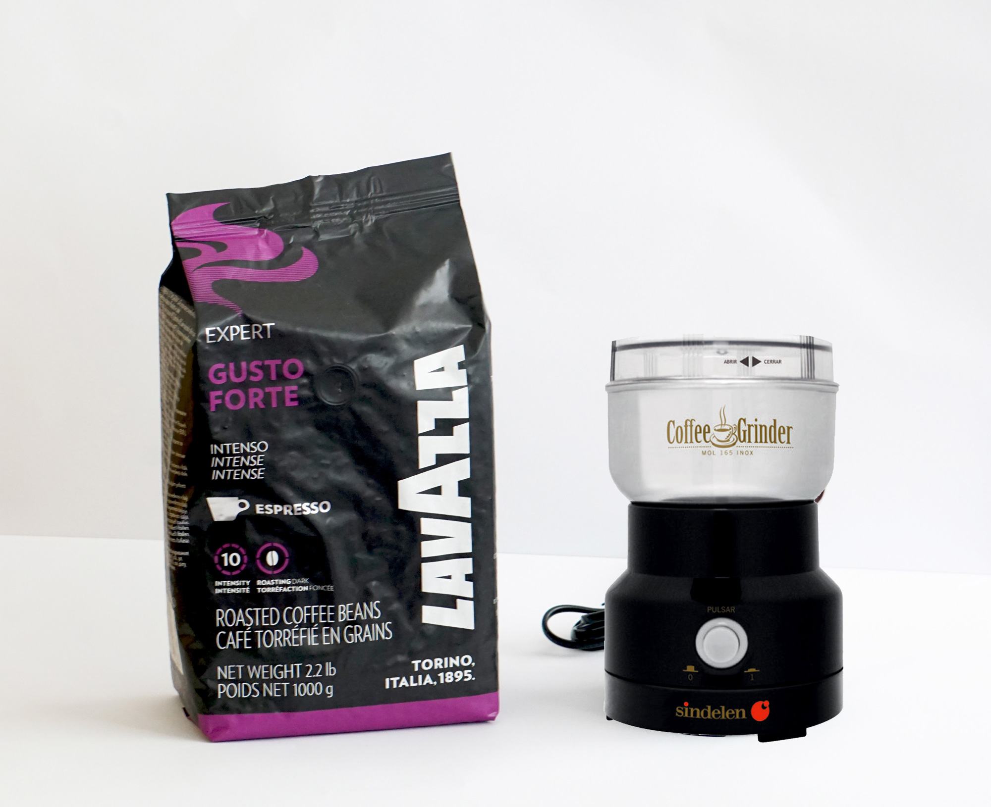 Pack 1 Kg Lavazza Espresso Gusto Forte + Molinillo eléctrico Sindelen