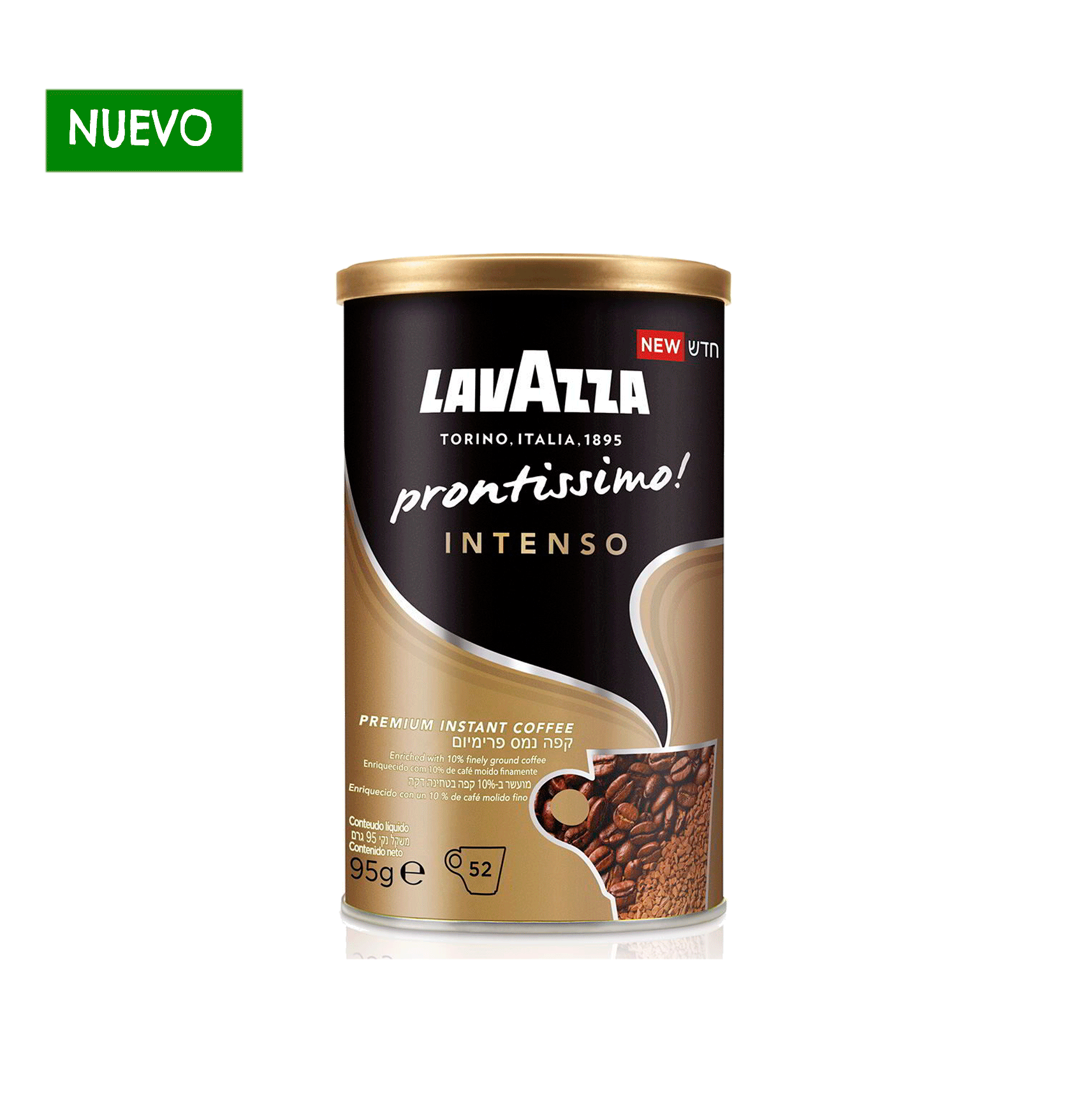 Café soluble Lavazza Prontissimo! Intenso, 10% microgranos molidos de café, tarro 95 grs