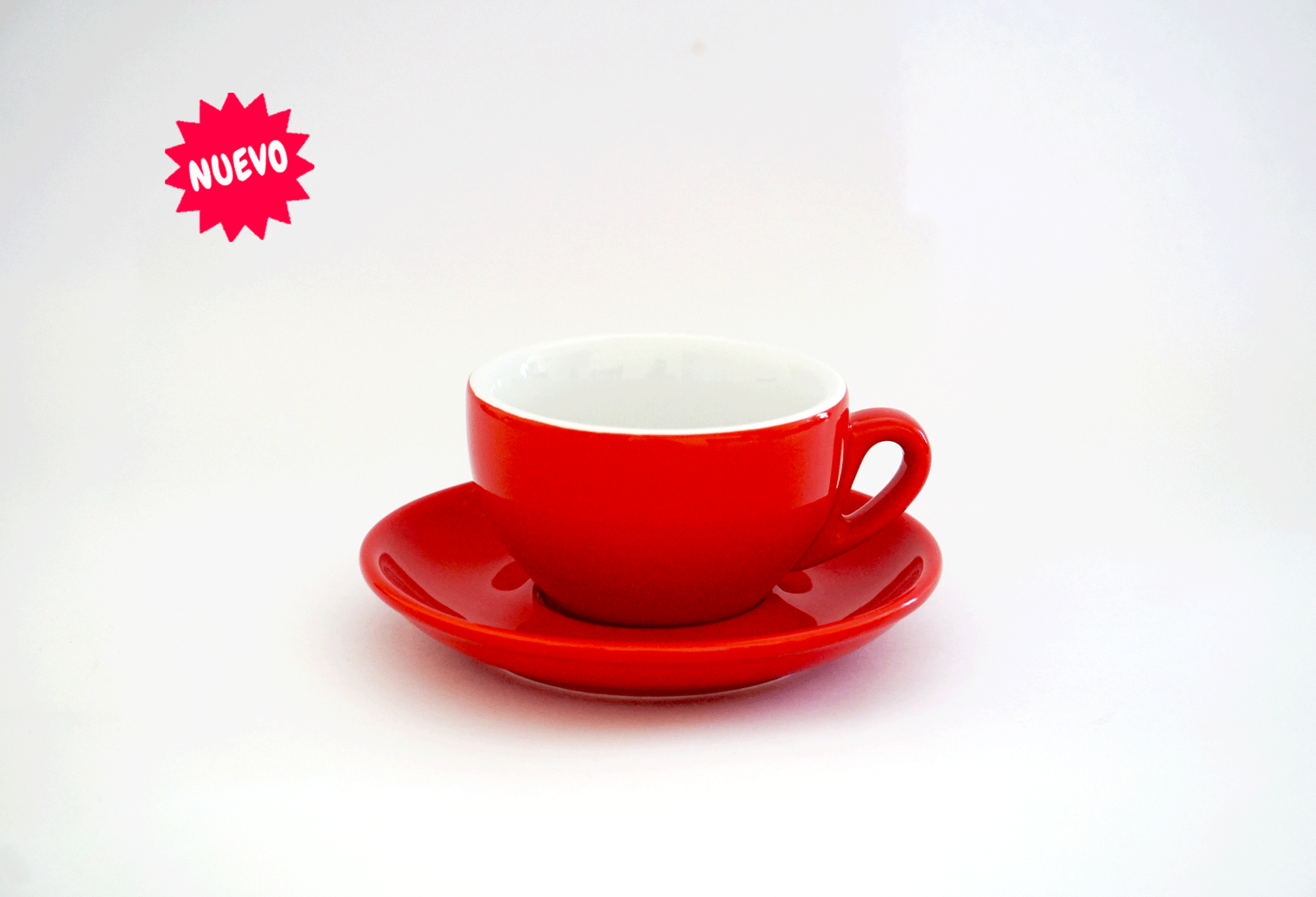 Taza importada italiana Nuova Point Palermo tamaño Latte 290 ml, color rojo