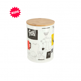 Canister de café metal galvanizado y tapa de bambú 200 grs app
