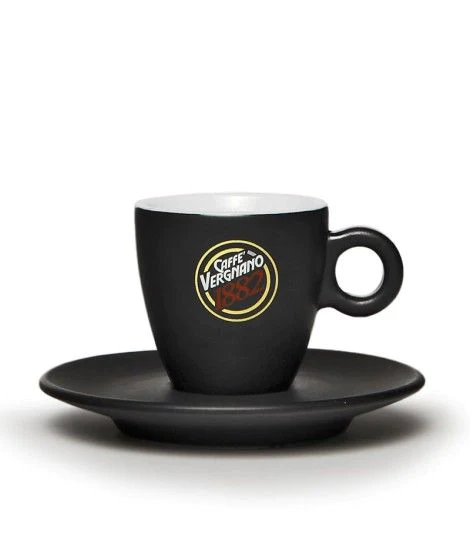 Taza de café tamaño espresso Vergnano, porcelana negra terminación mate, 60 ml