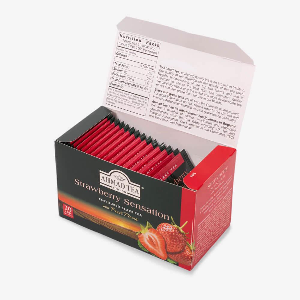 Té Ahmad sabor Fresa/Strawberry Sensation Fruit, caja de 20 bolsas - Image 2