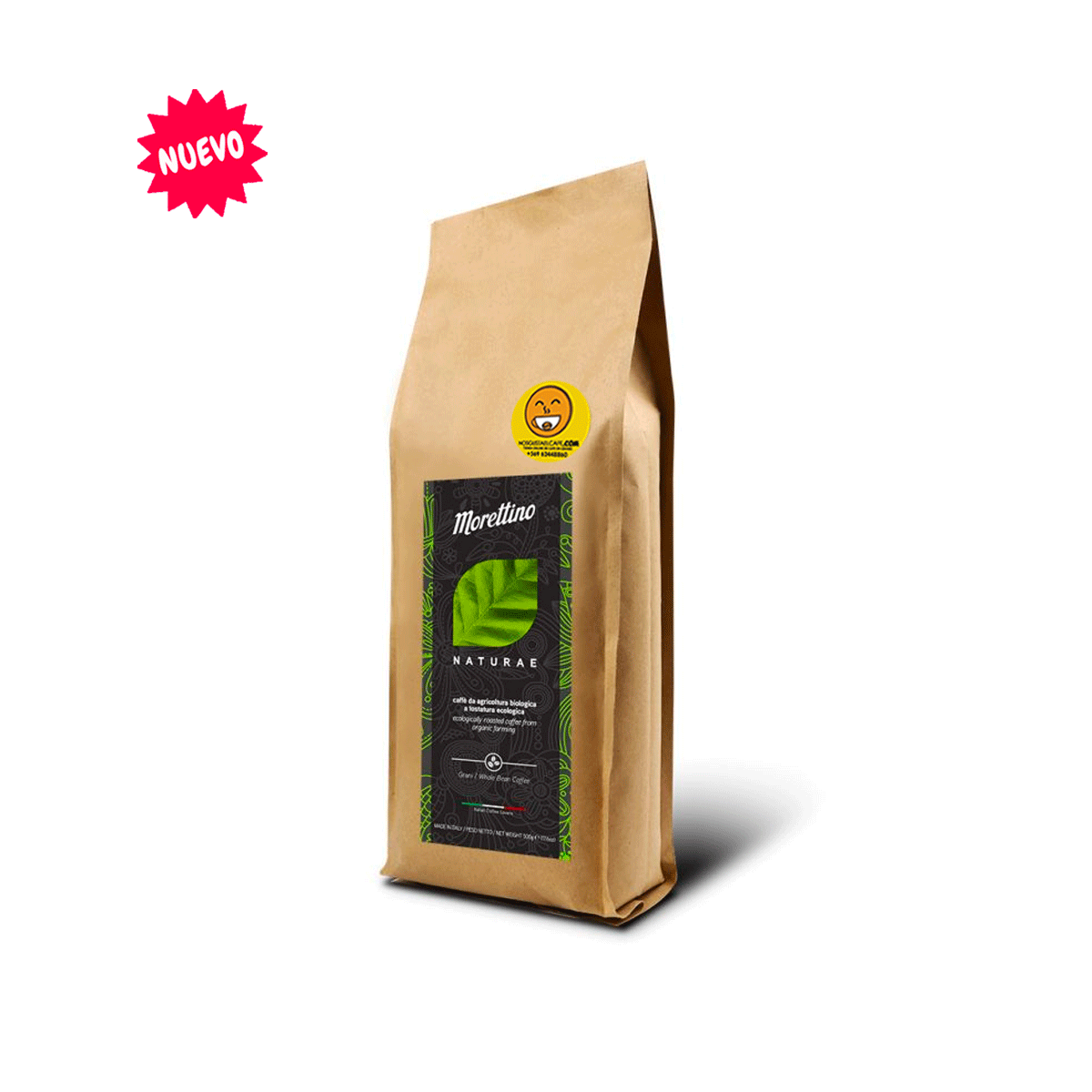Café italiano orgánico Morettino Bio Naturae 100% Arabica de agricultura ecológica y tueste lento - 500 grs. en grano