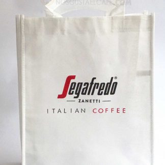 Exclusiva bolsa ecológica de la marca Segafredo, blanca en tela ecológica PET non woven 80g