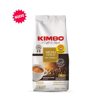 Café italiano Kimbo Espresso Aroma Gold 100% Arábica, 250 gramos en grano entero