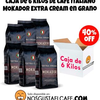 Pack 6 Kg de café italiano Mokador Extra Cream, en grano