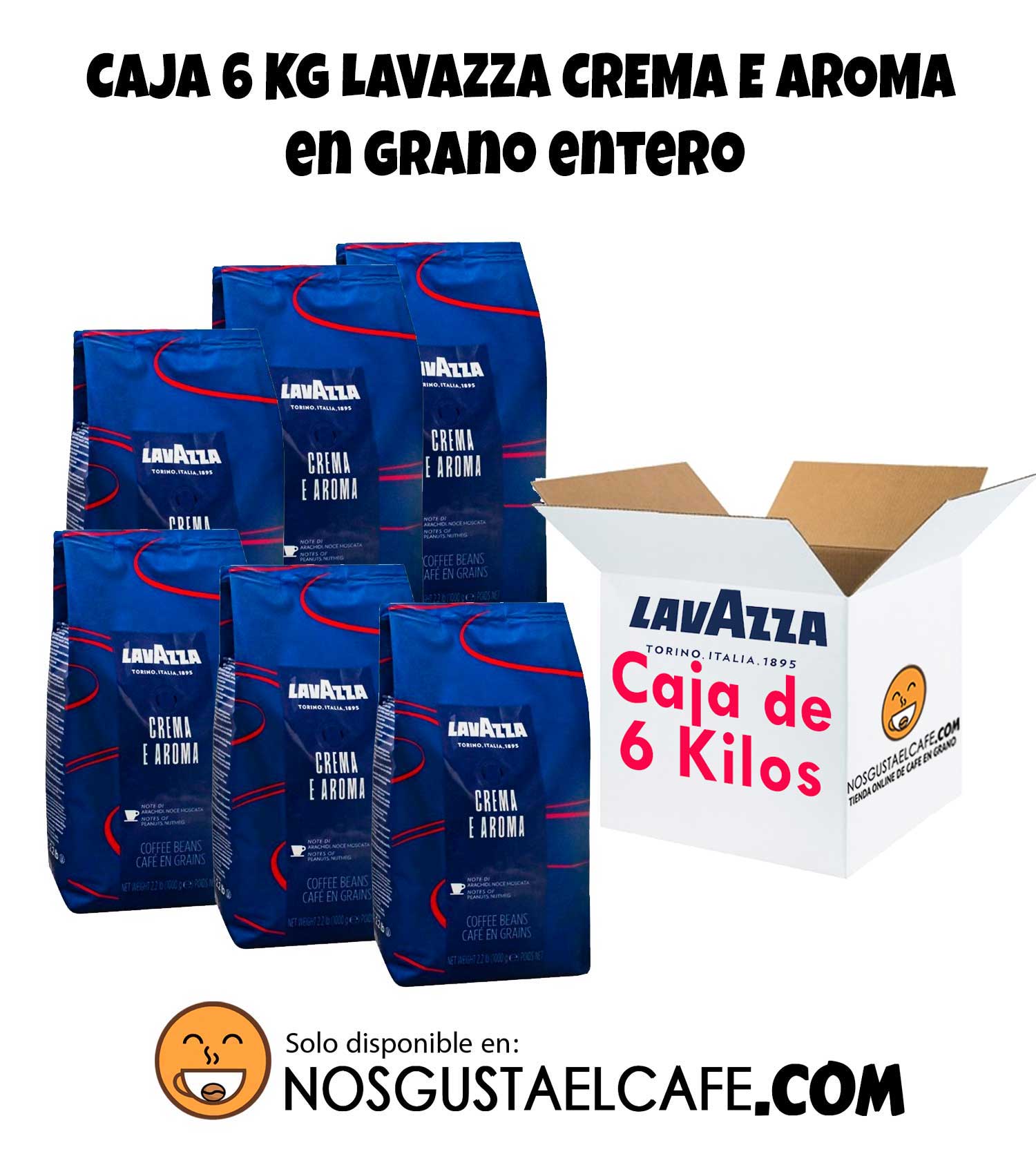 6 Kilos de café italiano Lavazza Crema e Aroma,grano entero