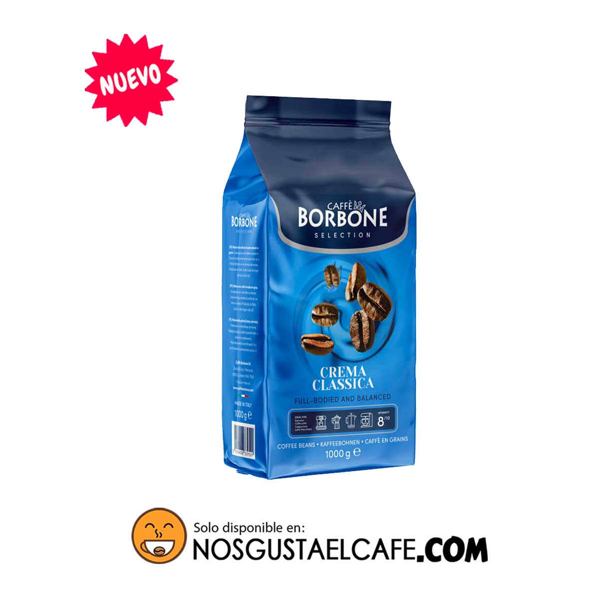 Café italiano napolitano Borbone Crema Classica 1 Kg en grano