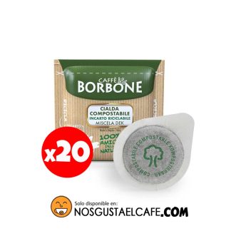 20 PODs Borbone descafeinado (E.S.E./ Cialda) Miscela Dek