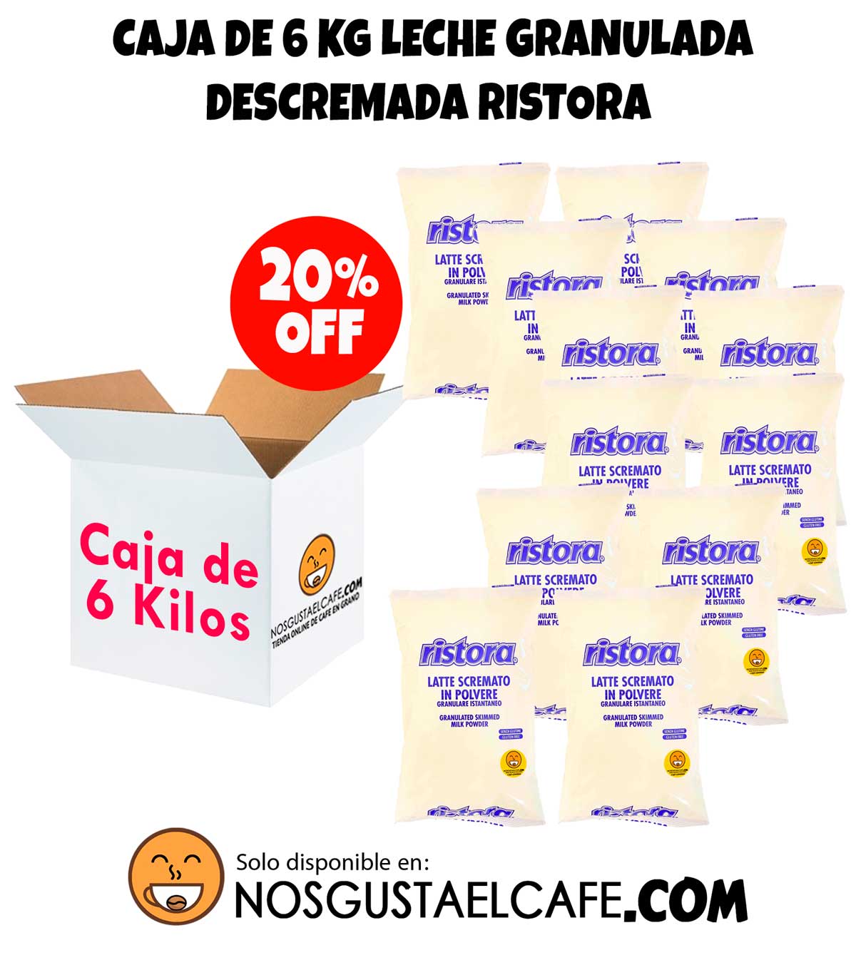Pack 6 Kg Leche descremada granulada Ristora