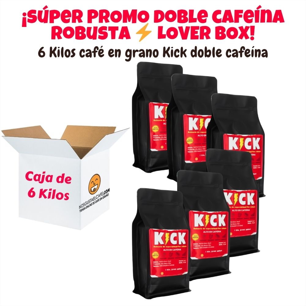 ⚡️ ¡Súper Promo Doble Cafeína! Kick Robusta Lover Box (6 Kilos, grano entero)